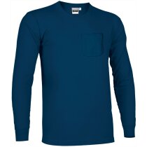 Camiseta laboral azul marino con bolsillo y logo