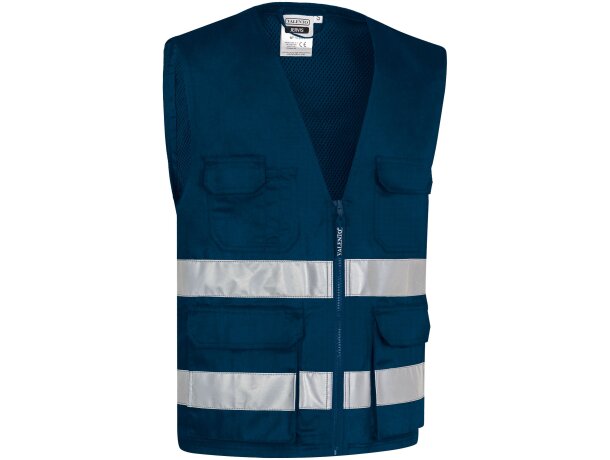 Chaleco Jervis azul marino reflectante multibolsillos sarga detalle 1