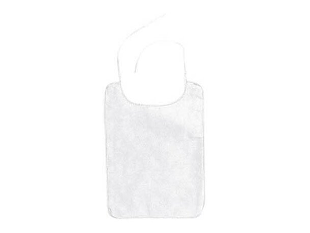 Babero en non woben Valento personalizado blanco Babero en non woben Valento personalizado blanco