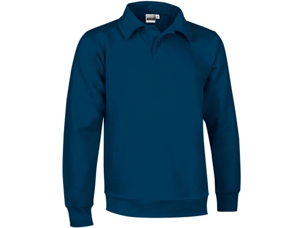 Sudadera Chester azul marino cuello polo felpa perchada 300g/m² detalle 5