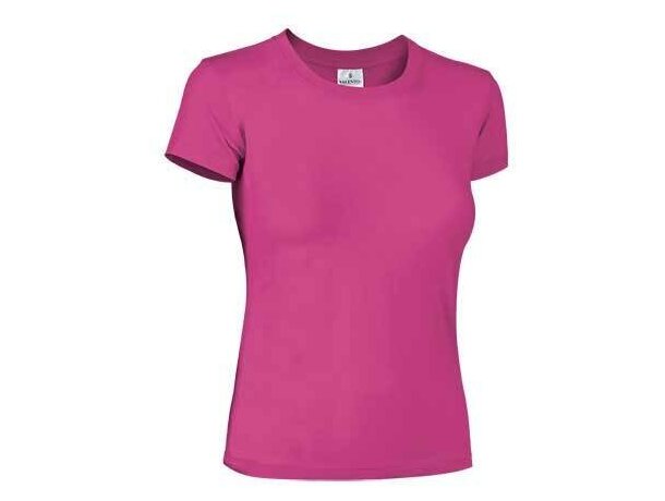 Camiseta ajustada de mujer 190 gr de Valento Valento con logo fucsia Camiseta ajustada de mujer 190 gr de Valento Valento con logo fucsia