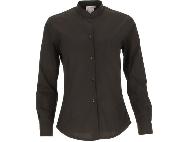 Camisa manga larga mujer Sharon en popelín ligero negro detalle 2