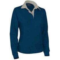 Polo de mujer manga larga liso Valento personalizado azul