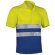 Polo de poliester bicolor con botones y bandas reflectantes Valento amarillo fluor-azul azulina barato