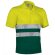 Polo de poliester bicolor con botones y bandas reflectantes Valento amarillo fluor-verde botella