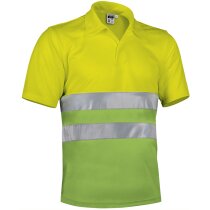 Polo de poliester bicolor con botones y bandas reflectantes Valento personalizado verde