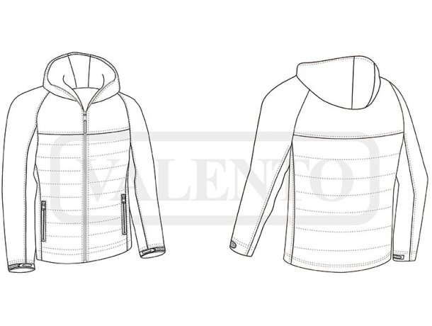 Chaqueta acolchada Bering con capucha softshell cortavientos detalle 1