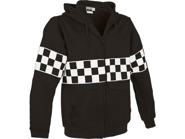 Sudadera SKA capucha damero negro tejido felpa 280g canguro detalle 5