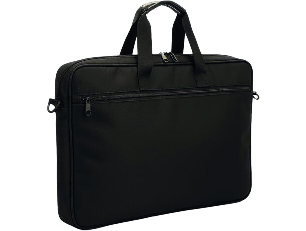 Maletín laptop Valento poliéster impermeable acolchado negro detalle 1