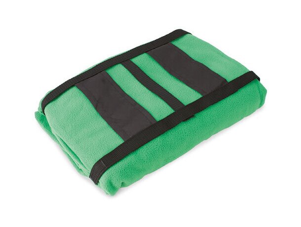 Manta polar de viaje con funda verde