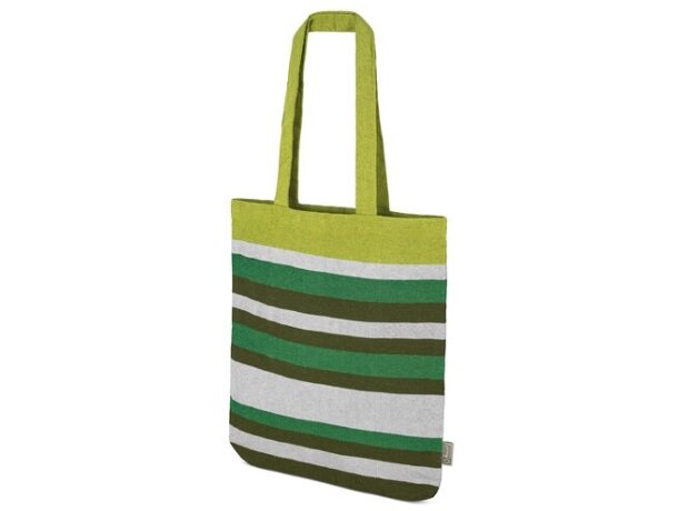 Bolsa de algodón reciclado Trinity con rayas de colores Verde detalle 13