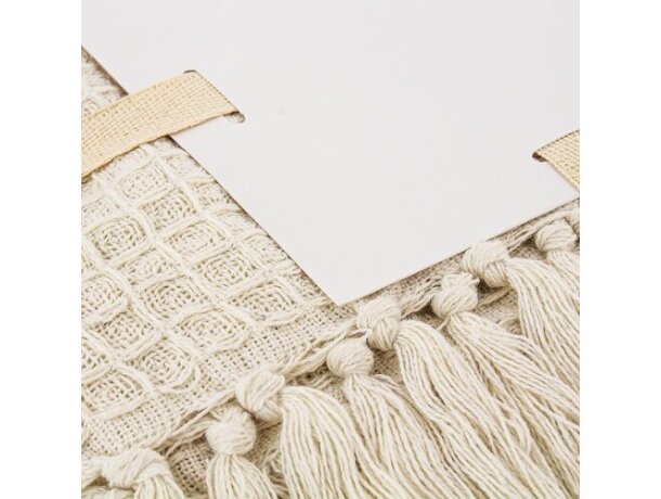 Manta pareo Haití de algodón reciclado con flecos decorativos detalle 3