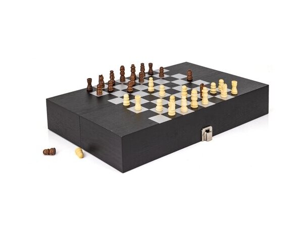 Set de vino con ajedrez Saboya en estuche de madera natural detalle 4