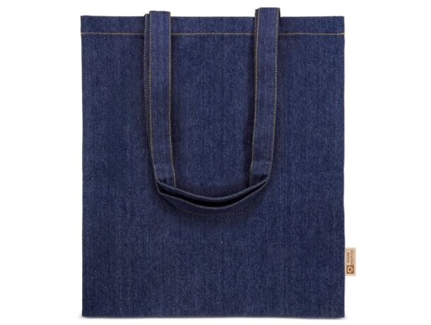Bolsa algodón reciclado denim Idaho asas largas detalle 5