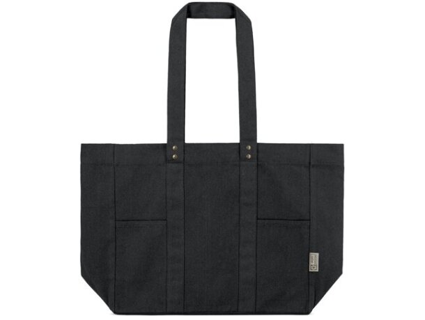Bolsa algodón canvas reciclado Alma con asas largas reforzadas Negro detalle 10