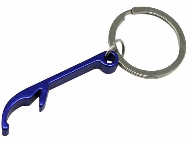 Llavero de aluminio con abridor barato azul Llavero de aluminio con abridor barato azul