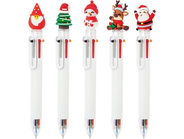 Set navideño bolígrafos multicolor Yuki con motivos 3D detalle 1