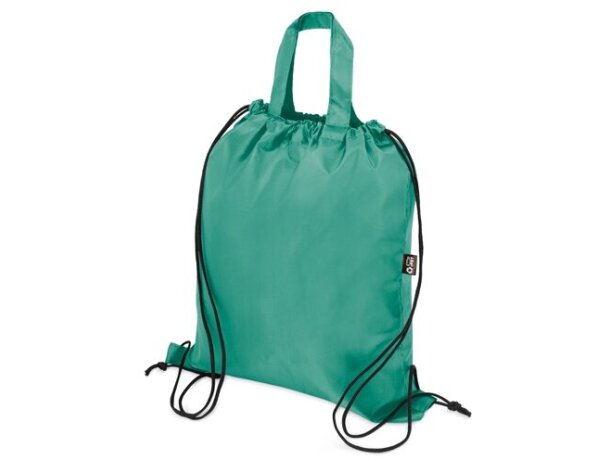 Bolsa mochila RPET Carot con cuerdas ajustables Turquesa detalle 17