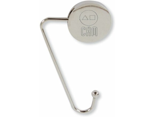 Cuelgabolsos de metal niquelado redondo personalizada