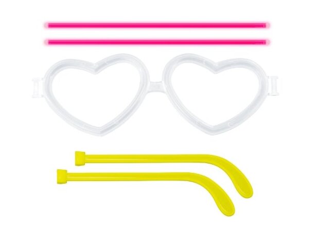 Gafas de neón Luv con estructura y barras luminosas para fiestas detalle 3