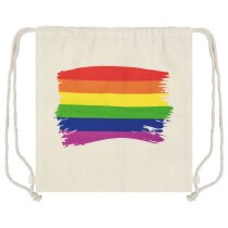 Mochilas publicitarias Rainbow de algodón con arcoíris impreso por una cara