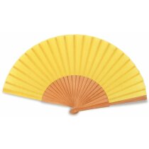 Abanico de madera lacada 23 varillas personalizado amarillo Abanico de madera lacada 23 varillas personalizado amarillo
