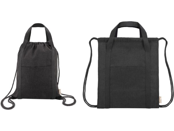 Bolsa mochila de algodón reciclado Yala negro