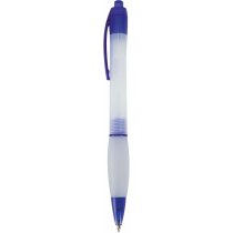 Bolígrafo traslúcido con detalles a color azul