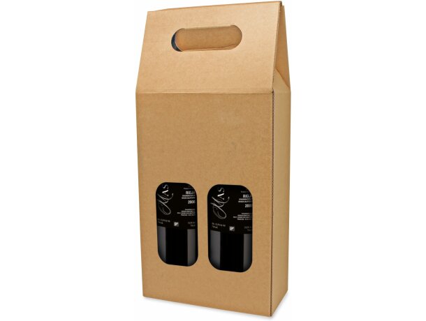 Caja carton ventana 2 botellas Treviso personalizada