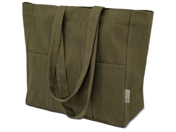 Bolsa algodón canvas reciclado Alma con asas largas reforzadas Verde detalle 13