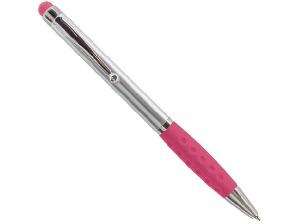 Bolígrafo puntero de plástico y cuerpo en plata fucsia