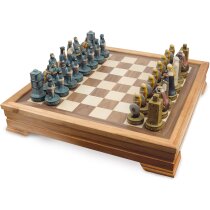 Ajedrez artesanal Reyes Católicos madera porcelana