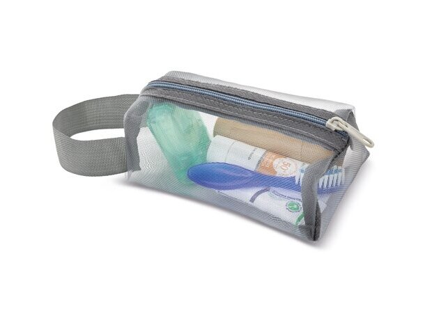 Neceser portatodo Tanis con malla semitransparente de poliéster Plata detalle 5