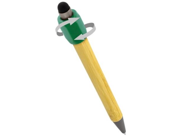 Bolígrafo bambú giratorio antiestrés Gyro con grabación láser Verde detalle 4