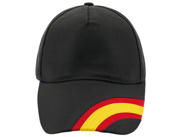 Gorra sencilla d e5 paneles con detalles de la bandera negro