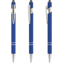 Bolígrafos con puntero táctil personalizables de metal tinta azul con clip
