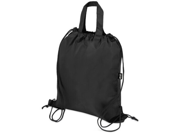 Bolsa mochila RPET Carot con cuerdas ajustables Negro detalle 9