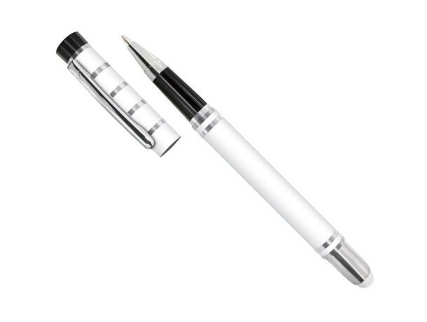 Bolígrafo de metal con lápiz táctil pierre deline blanco