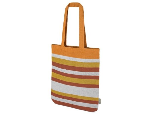 Bolsa de algodón reciclado Trinity con rayas de colores Naranja detalle 10