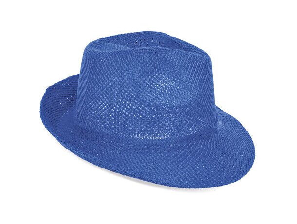 Sombrero de ala ancha blanco azul royal