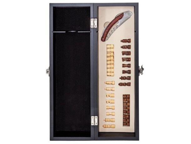 Set de vino con ajedrez Saboya en estuche de madera natural detalle 12