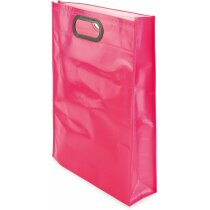 Bolsa de non woven laminado con brillo y asa integrada personalizada fucsia Bolsa de non woven laminado con brillo y asa integrada personalizada fucsia