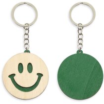 Llavero de madera redondo de colores con cadena y anilla