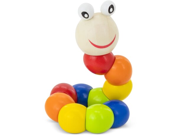Juguete articulado gusanito de madera natural para niños detalle 1