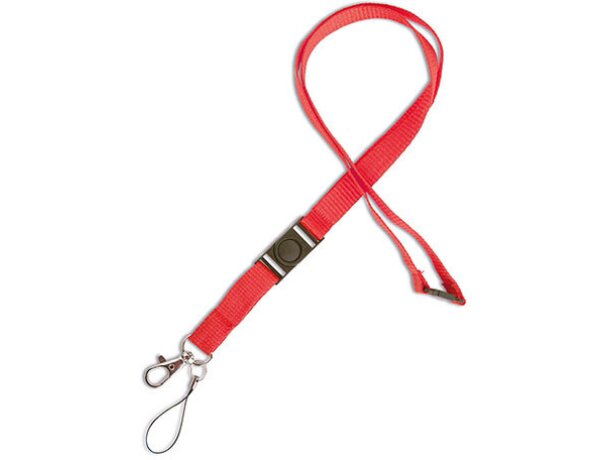 Lanyard doble de poliéster con enganche de hierro rojo