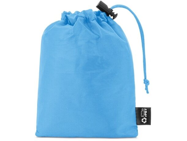 Poncho plegable Bross con bolsa rPET para campañas corporativas Azul detalle 7