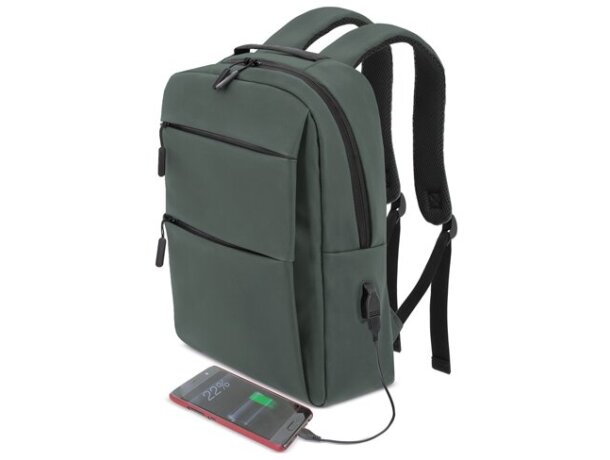 Mochila portaordenador soft-touch Davis PU resistente al agua Verde detalle 13