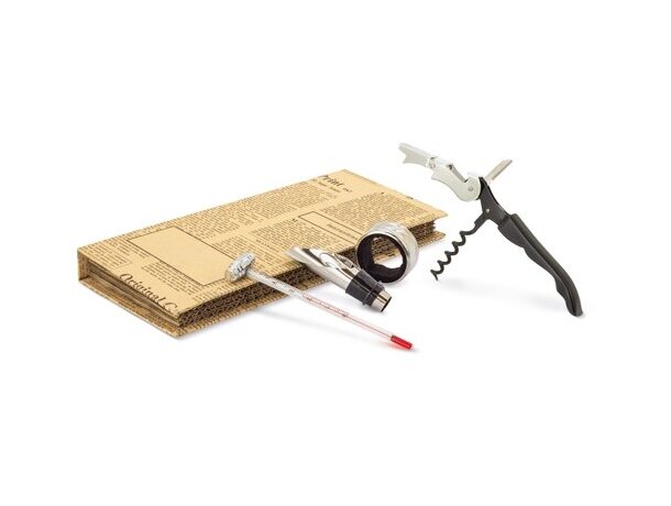 Set de vino Riva con sacacorchos y termómetro en estuche detalle 7