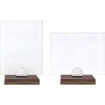 Metopa cristal orientable con base madera natural