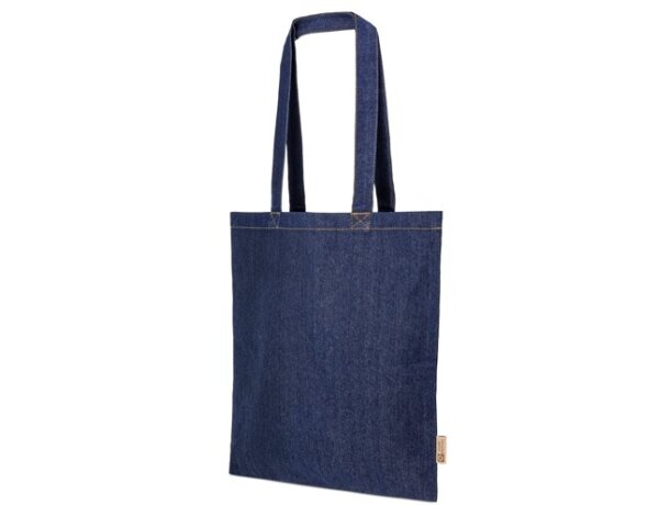 Bolsa algodón reciclado denim Idaho asas largas detalle 4